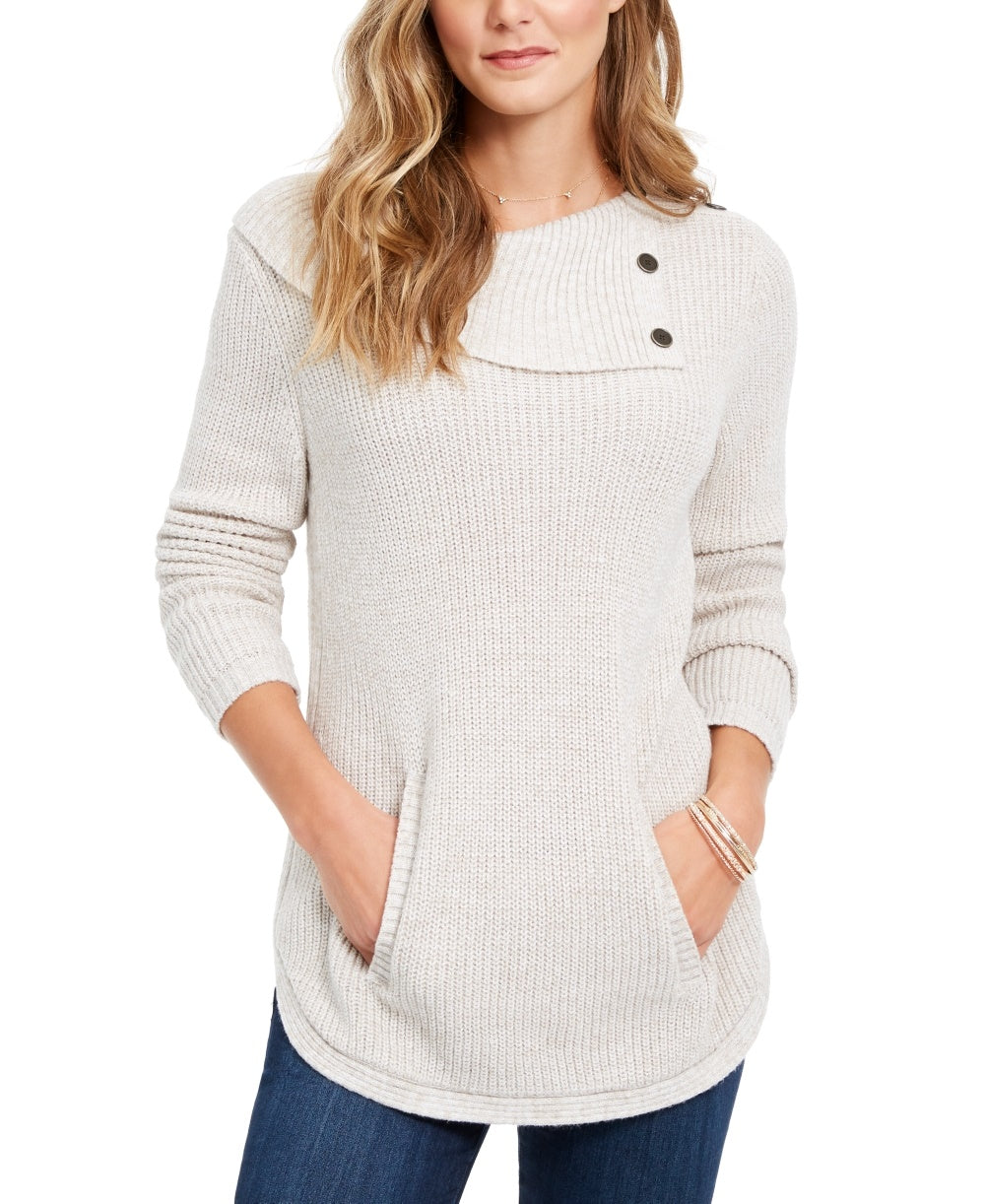 Suéter feminino com gola envelope Style &amp; Co, bege, tamanho PS