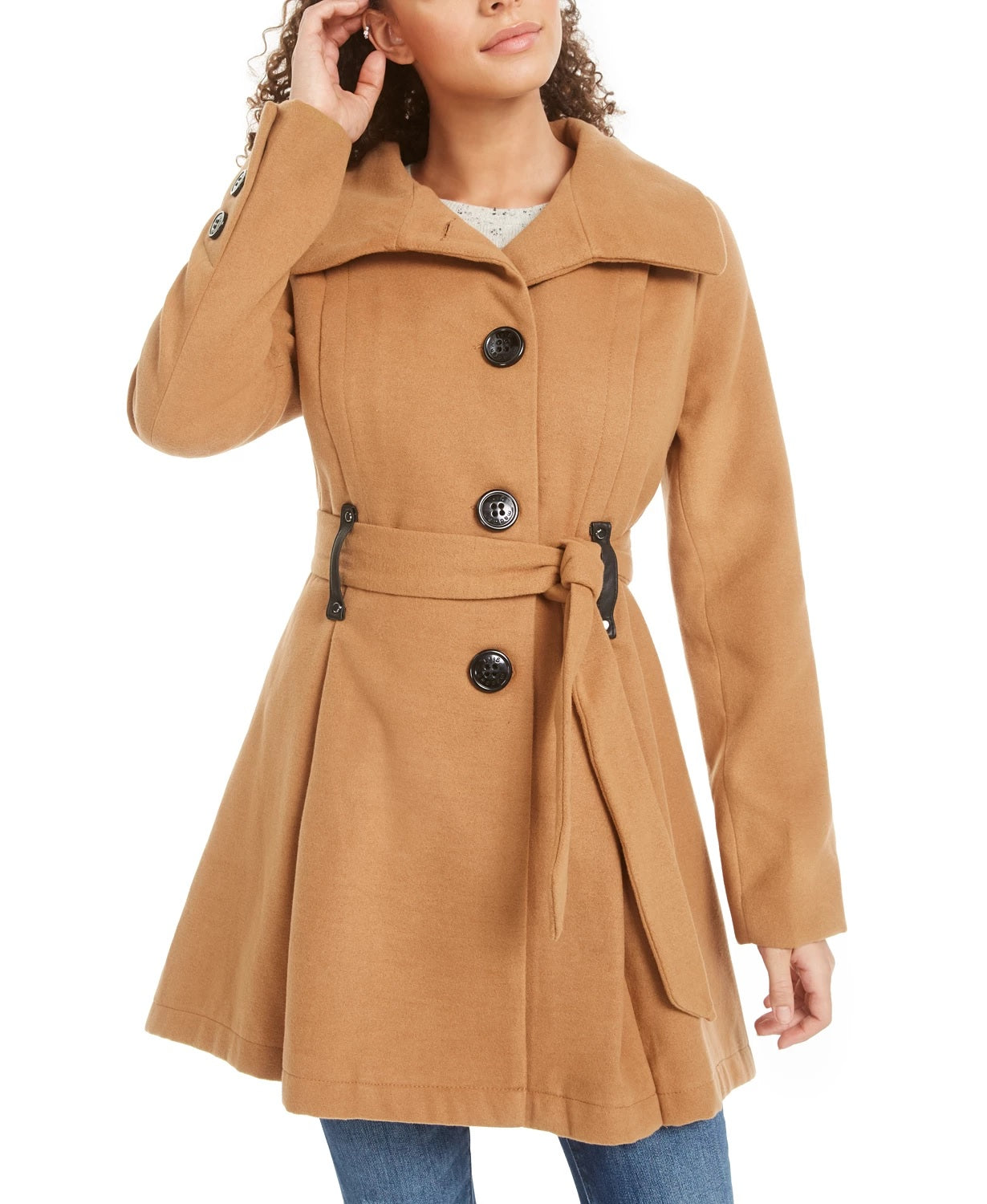 Casaco Madden Girl Junior com cinto e saia, amarelo, tamanho pequeno