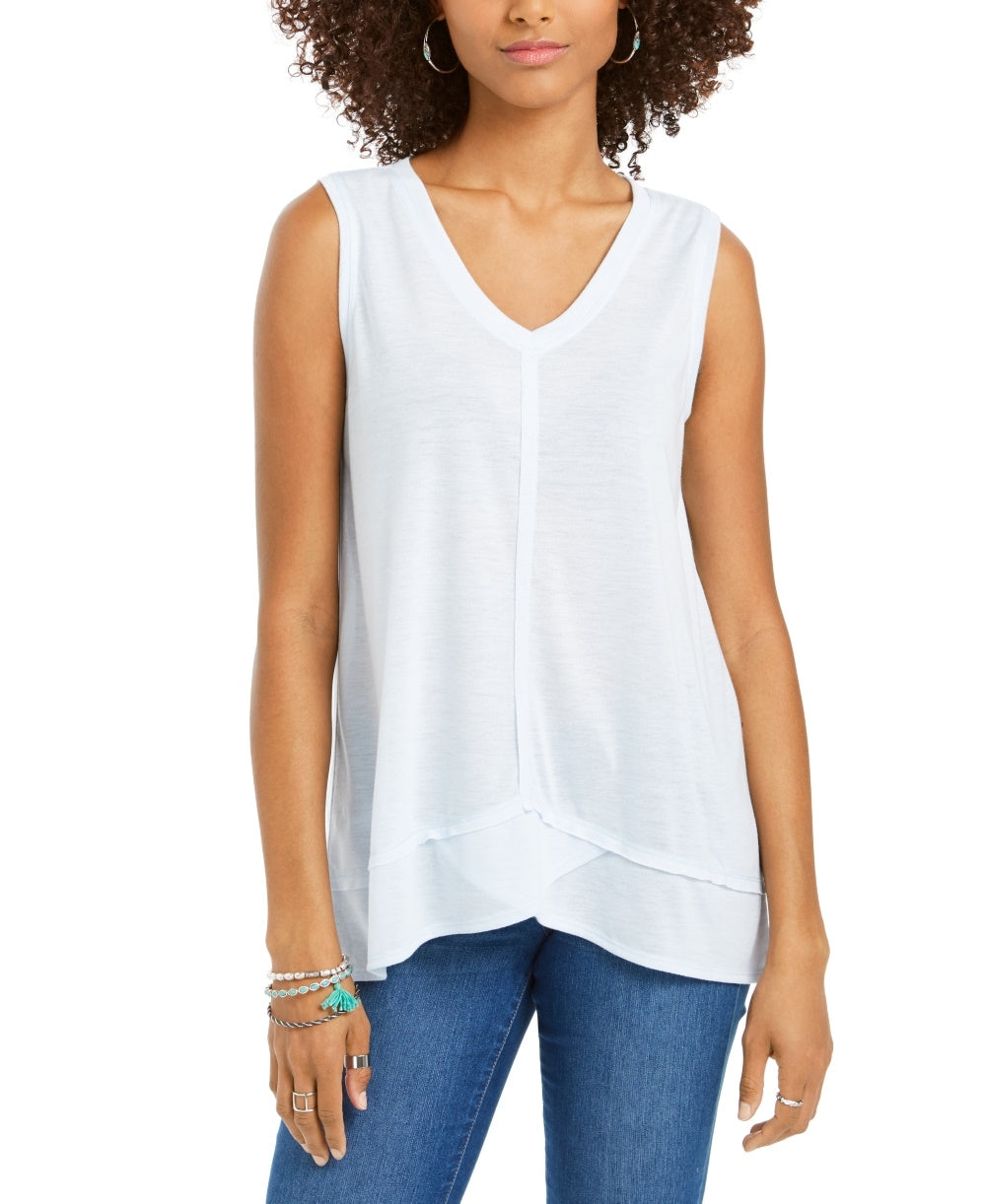 Regata feminina estilo &amp; co, tamanho médio, branca, alta e baixa