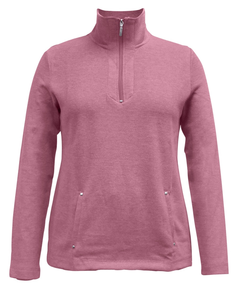 Karen Scott Top Feminino Meio Zíper Rosa Brilhante Tamanho P