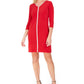 Vestido feminino com acabamento embelezado JM Collection, vermelho, tamanho pequeno, médio