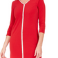 Vestido feminino com acabamento embelezado JM Collection, vermelho, tamanho pequeno, médio