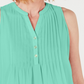 Blusa feminina sem mangas Charter Club Pintuck verde tamanho médio