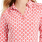 Camisa polo feminina Charter Club com estampa de manga 3/4, vermelha, tamanho XXG