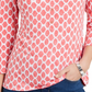 Camisa polo feminina Charter Club com estampa de manga 3/4, vermelha, tamanho XXG
