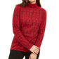 Karen Scott - Blusa feminina de gola alta estampada Fair Isle, vermelho brilhante, tamanho pequeno