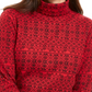 Karen Scott - Blusa feminina de gola alta estampada Fair Isle, vermelho brilhante, tamanho pequeno