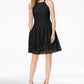 Vestido feminino Vince Camuto com corte a laser evasê, preto, tamanho 10