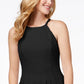 Vestido feminino Vince Camuto com corte a laser evasê, preto, tamanho 10