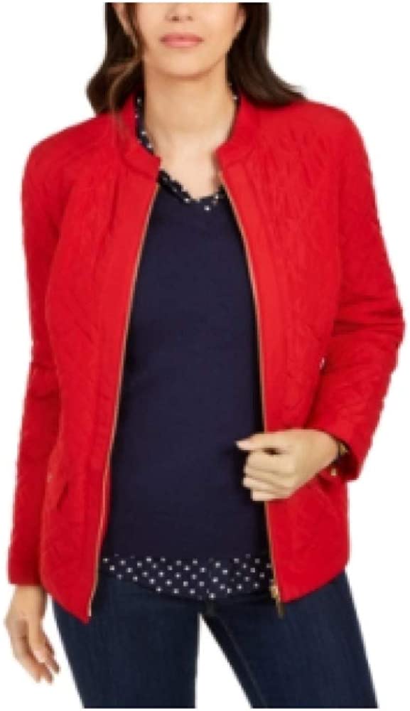 Jaqueta acolchoada feminina Charter Club vermelha tamanho pequeno pequeno