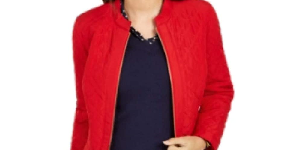 Jaqueta acolchoada feminina Charter Club vermelha tamanho pequeno pequeno