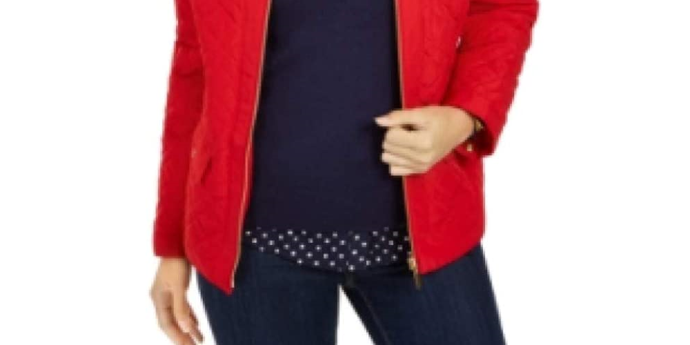 Jaqueta acolchoada feminina Charter Club vermelha tamanho pequeno pequeno