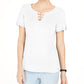 Karen Scott Top feminino com recorte triplo e argola, branco, tamanho médio