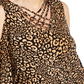Thalia Sodi Top Feminino com Estampa Animal e Alças, Ombros Vazados, Dourado, Tamanho XXG