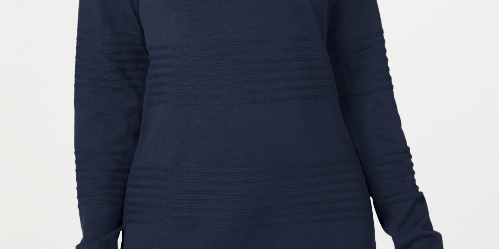 Karen Scott Suéter Feminino de Algodão com Canelado Azul Tamanho PS