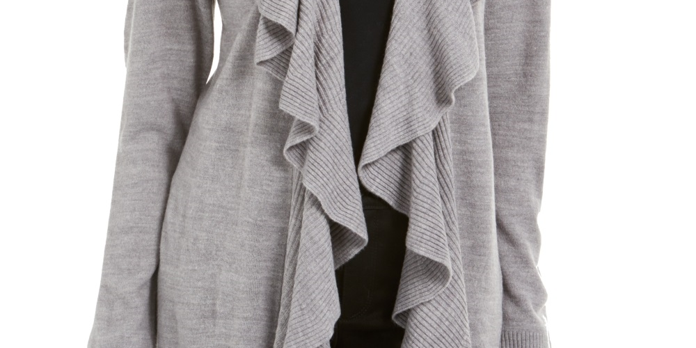 Karen Scott Cardigan Feminino com Babados Frontais Cinza Tamanho XS