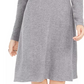 Vestido feminino estilo &amp; Company, manga longa mesclada, gola alta, acima do joelho, cinza, tamanho médio