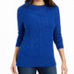 Suéter feminino Charter Club Petite com decote envelope e tricô trançado, tamanho azul, pequeno, extragrande