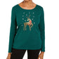 Camisa feminina Karen Scott com rena e strass, tamanho extragrande, verde