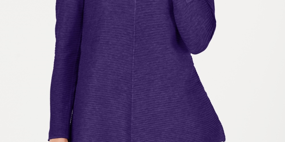 Suéter Alfani Feminino com Detalhe de Botão de Pressão Canelado Roxo Tamanho Pequeno Pequeno