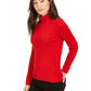 Suéter feminino Charter Club Petite de tricô com gola alta, tamanho médio, vermelho, pequeno