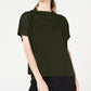 Blusa feminina Alfani com decote careca e capuz, verde, tamanho pequeno, médio