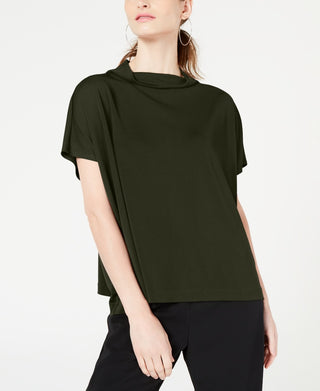 Blusa feminina Alfani com decote careca e capuz, verde, tamanho pequeno, médio