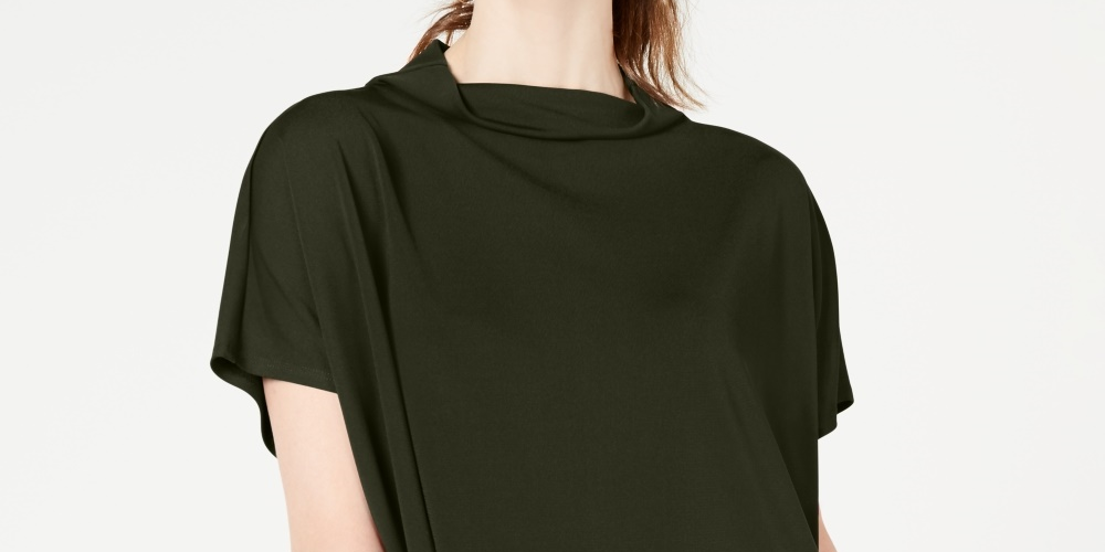 Blusa feminina Alfani com decote careca e capuz, verde, tamanho pequeno, médio