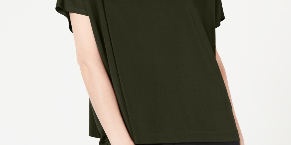 Blusa feminina Alfani com decote careca e capuz, verde, tamanho pequeno, médio