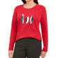Karen Scott Blusa de algodão com estampa de pinguins de bolinhas, feminina, vermelha, tamanho médio