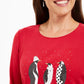 Karen Scott Blusa de algodão com estampa de pinguins de bolinhas, feminina, vermelha, tamanho médio
