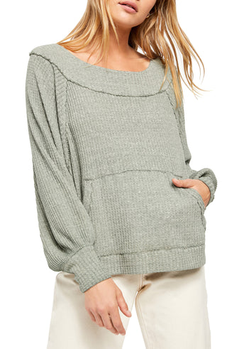 Camiseta térmica Westend feminina Free People, verde, tamanho pequeno