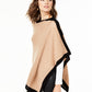 Poncho feminino Charter Club com borda de cashmere, bege, tamanho regular