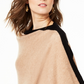 Poncho feminino Charter Club com borda de cashmere, bege, tamanho regular