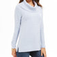 Suéter feminino de gola alta com listras metálicas Petite Style &amp; Co, azul, tamanho P