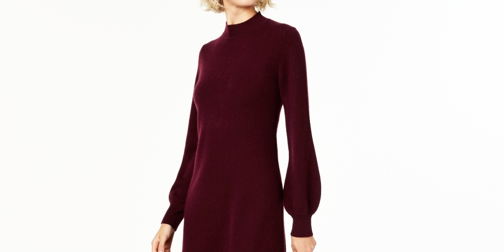 Vestido justo de cashmere com decote falso feminino Charter Club, vermelho, tamanho grande