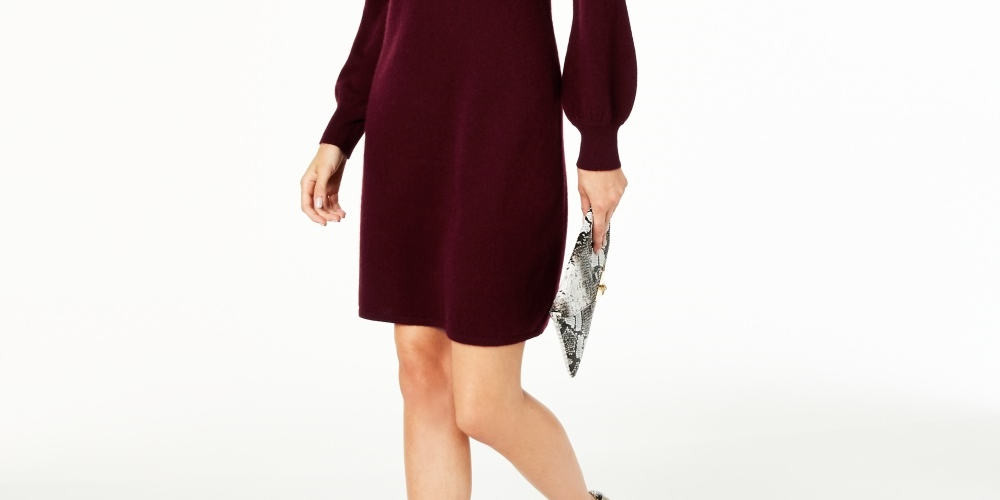Vestido justo de cashmere com decote falso feminino Charter Club, vermelho, tamanho grande