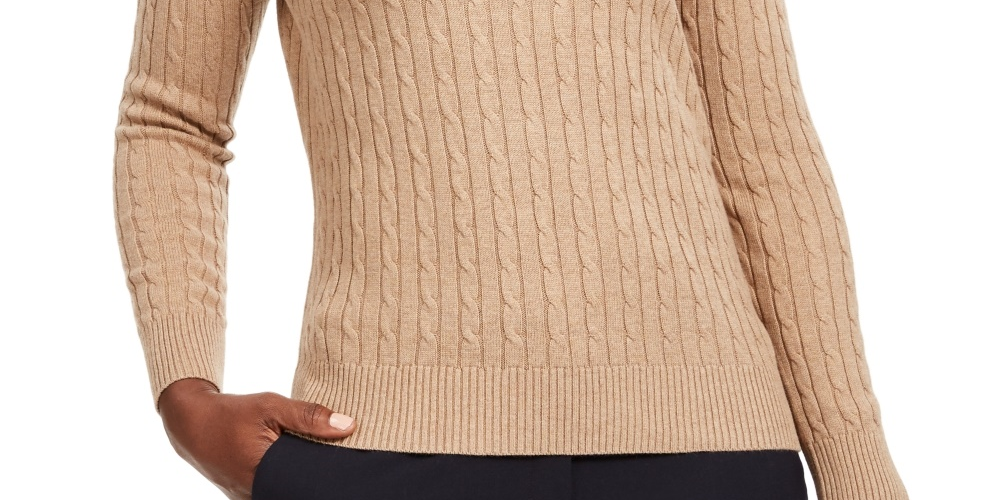 Karen Scott Suéter feminino de tricô com gola redonda, marrom, tamanho extragrande