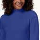 Blusa de gola alta de algodão Karen Scott feminina, azul, tamanho médio