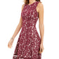 Vestido de renda sem mangas Donna Ricco feminino vermelho tamanho 14
