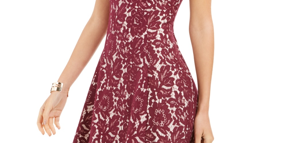 Vestido de renda sem mangas Donna Ricco feminino vermelho tamanho 14