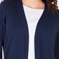 Karen Scott Cardigan Feminino Pequeno com Frente Aberta Azul Marinho Tamanho P