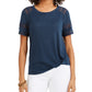 Top de renda com detalhes estilo &amp; co feminino azul tamanho pequeno