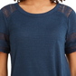 Top de renda com detalhes estilo &amp; co feminino azul tamanho pequeno