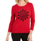 Karen Scott Suéter Feminino com Apliques de Flocos de Neve Vermelho Brilhante Tamanho X-S