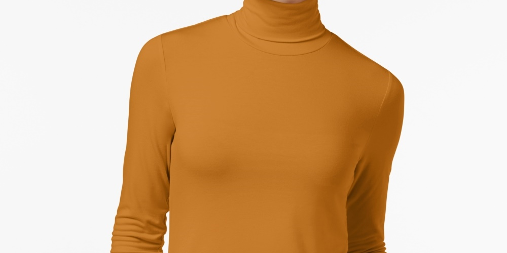 Blusa de gola alta feminina Maison Jules, amarela, tamanho X-S