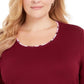 Karen Scott Top feminino plus size xadrez com acabamento vermelho tamanho 0X