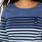 Karen Scott Blusa Listrada Manga 3/4 Feminina Azul Tamanho Médio