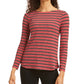 Blusa feminina de manga comprida mesclada Charter Club, tamanho pequeno, vinho