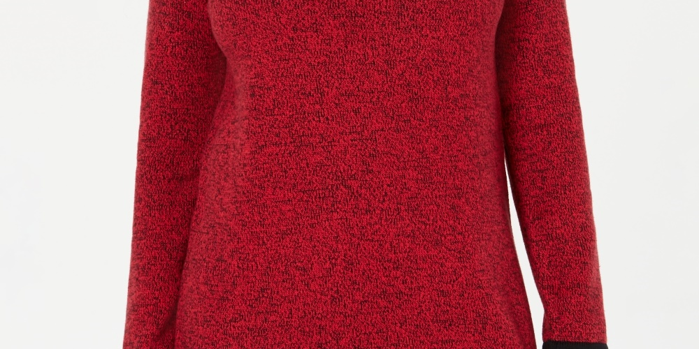 Karen Scott Suéter Feminino de Algodão com Acabamento Contrastado Vermelho Tamanho XXG